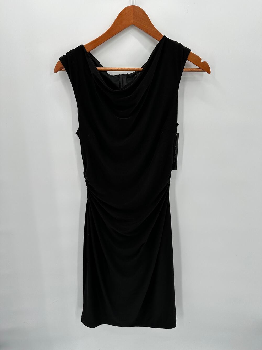 DAVID MEISTER NWT Black Ruched Cowl Neck Dress // 8